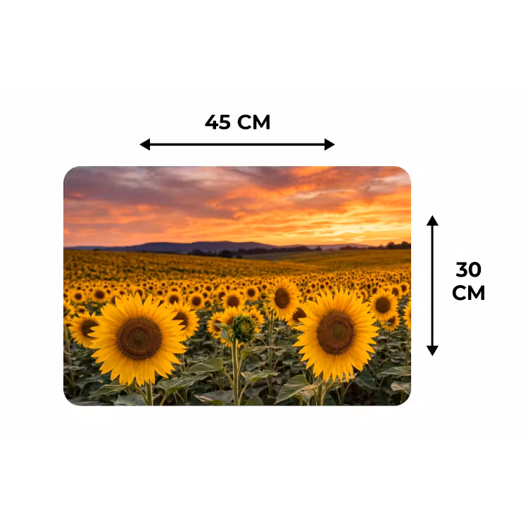 Placemat - 6 stuks - Zonnebloemen - Heuvellandschap - Geel — 3