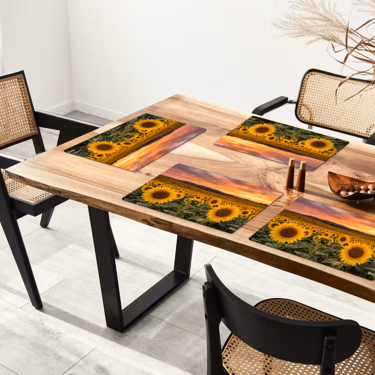Placemat - 6 stuks - Zonnebloemen - Heuvellandschap - Geel — 5