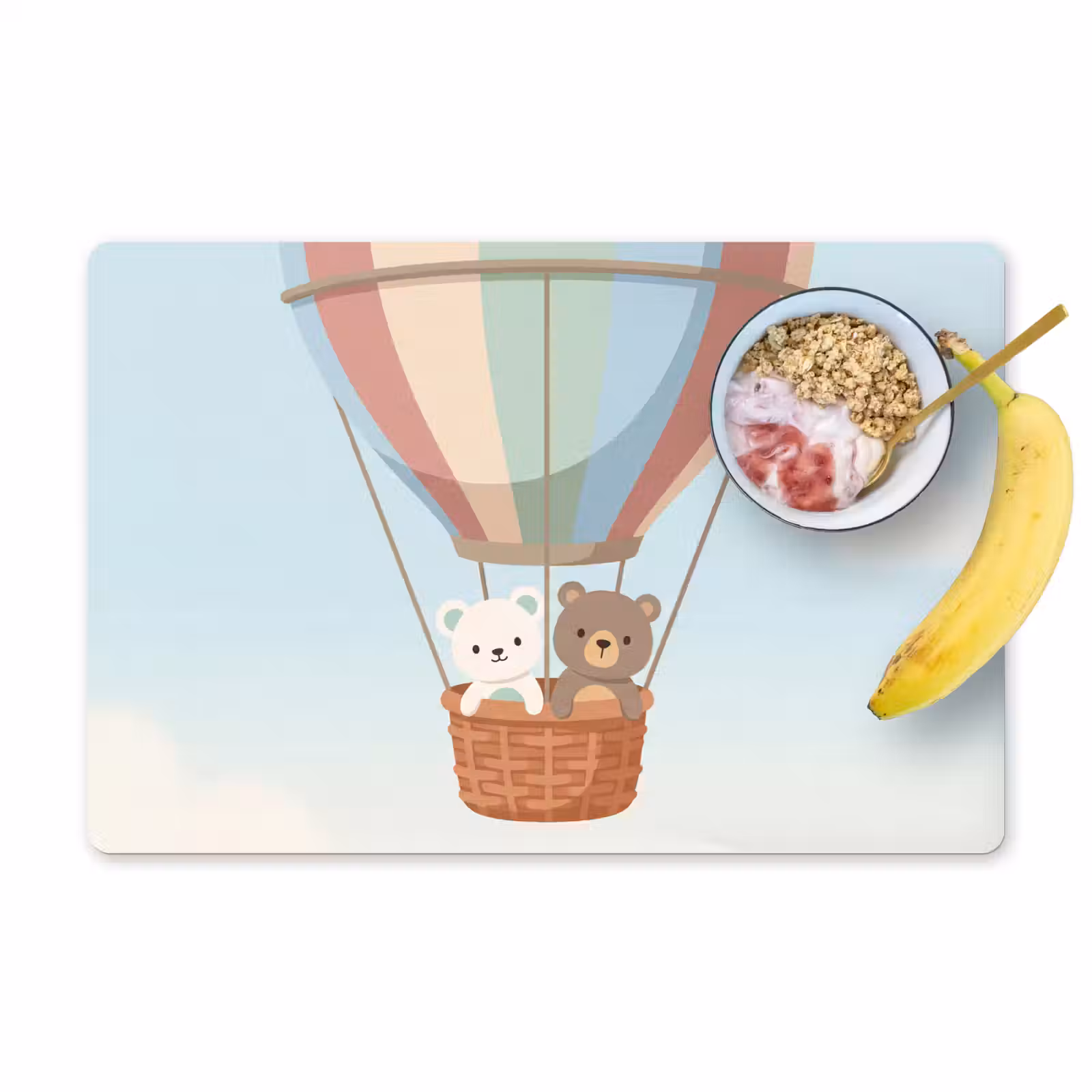 Placemat - 6 stuks - Luchtballon - Beren - Pastel — 1
