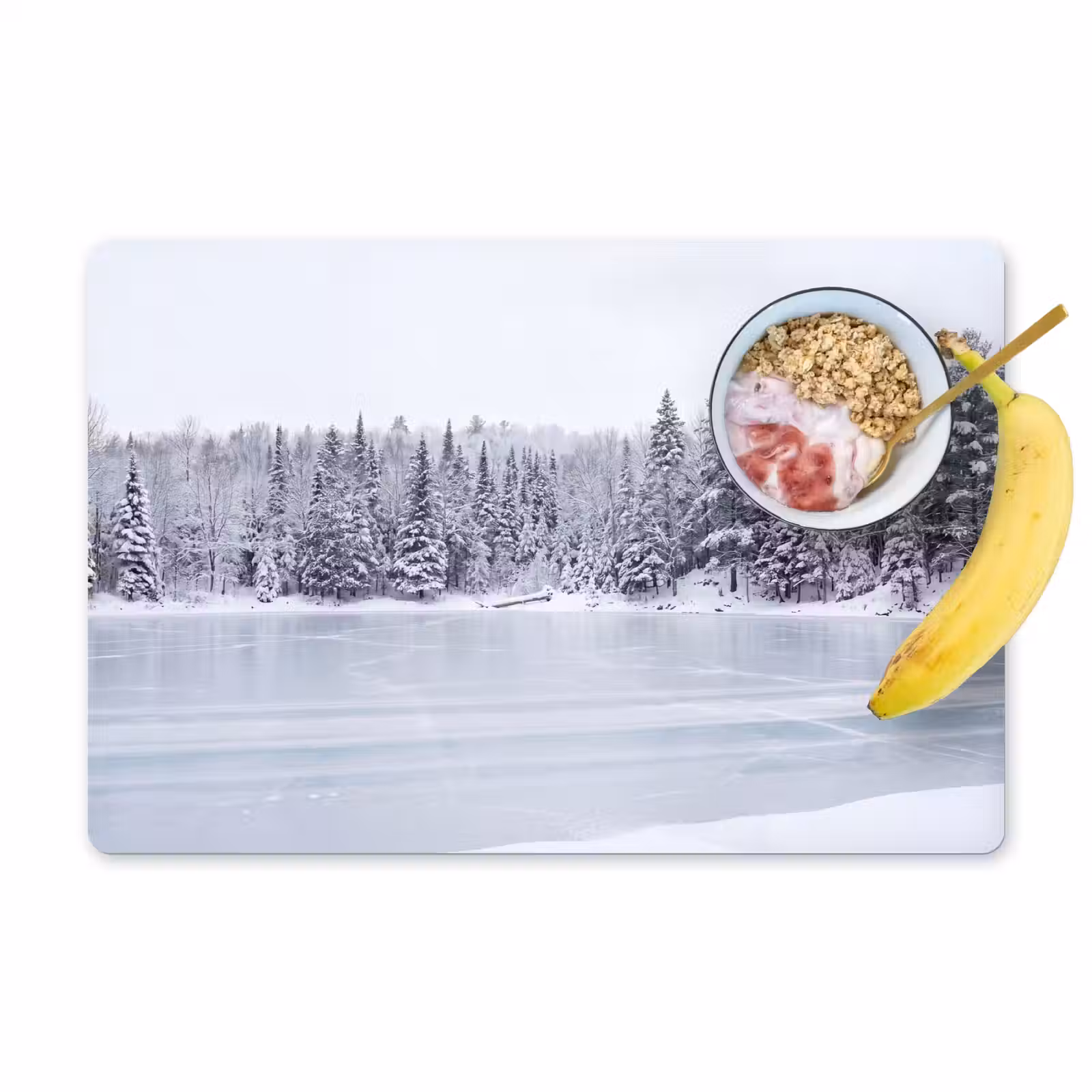 Placemat - 6 stuks - Meer - Dennen - IJs - Winter - Rustgevend — 1