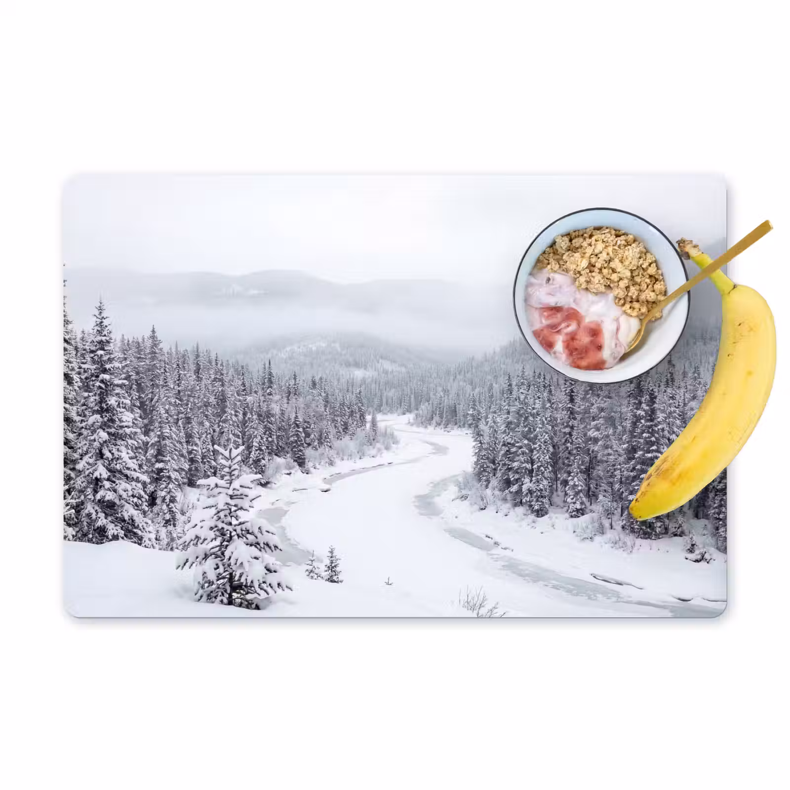 Placemat - 6 stuks - Rivier - Bevroren - Landschap - Winter — 1