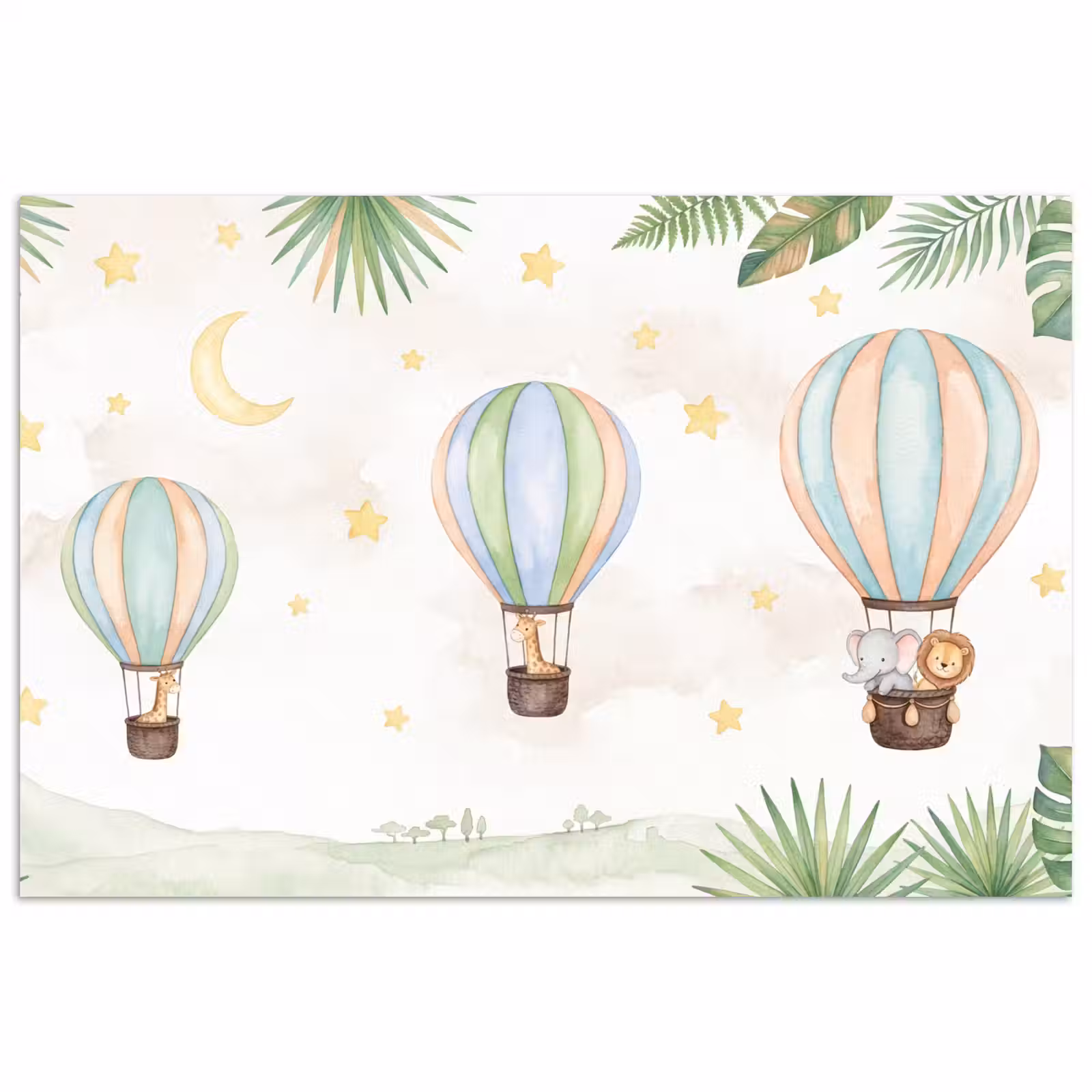 Poster - Aquarel - Luchtballonnen - Pastel — 1