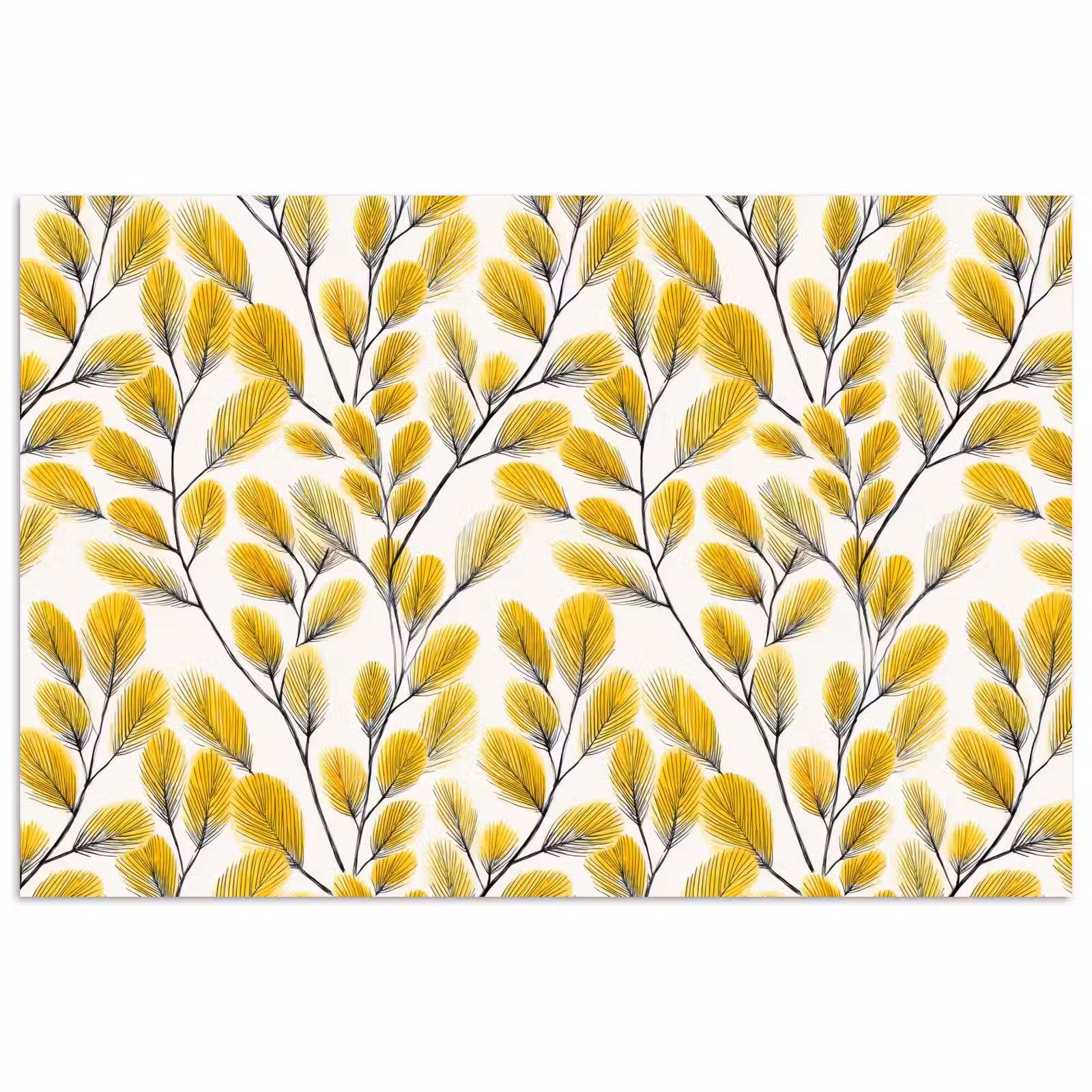 Poster - Bladeren - Botanisch - Elegant - Geel - Zwart — 1