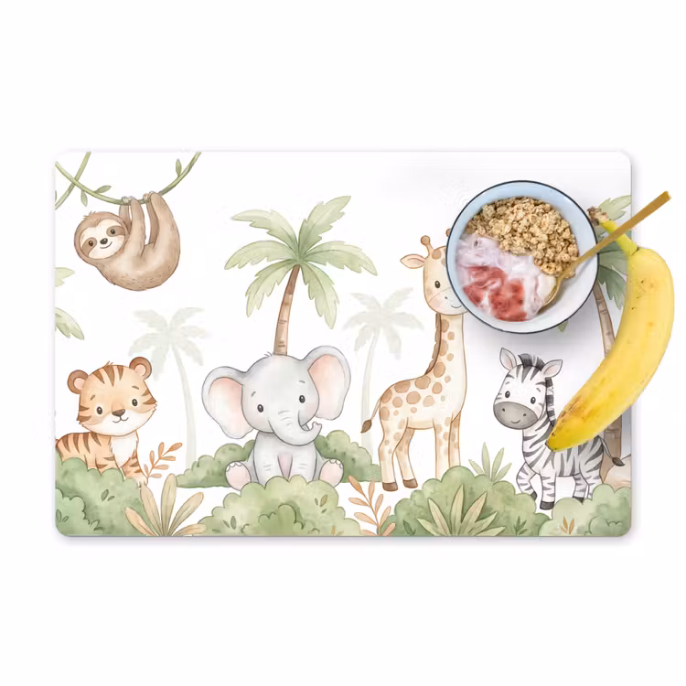 Placemat - 6 stuks - Dieren - Jungle - Pastel — 1