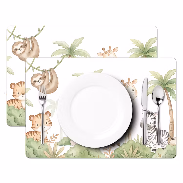Placemat - 6 stuks - Dieren - Jungle - Pastel — 2