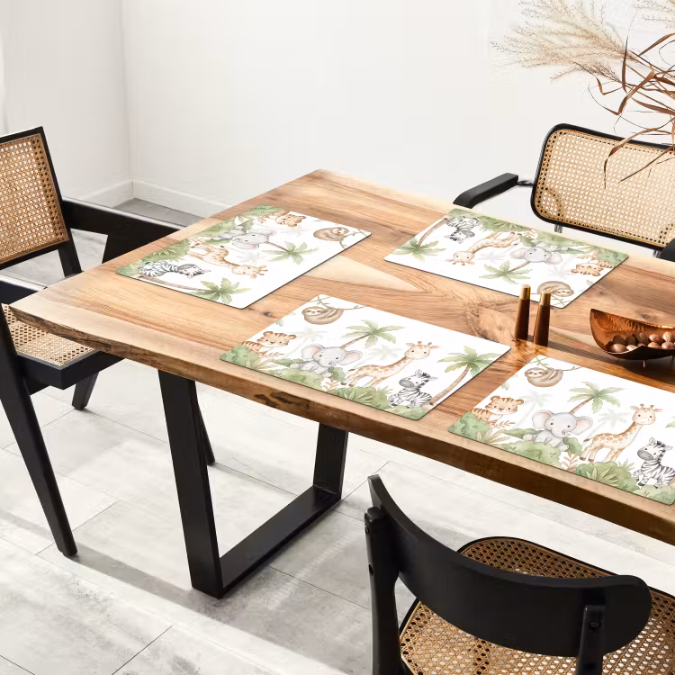 Placemat - 6 stuks - Dieren - Jungle - Pastel — 5