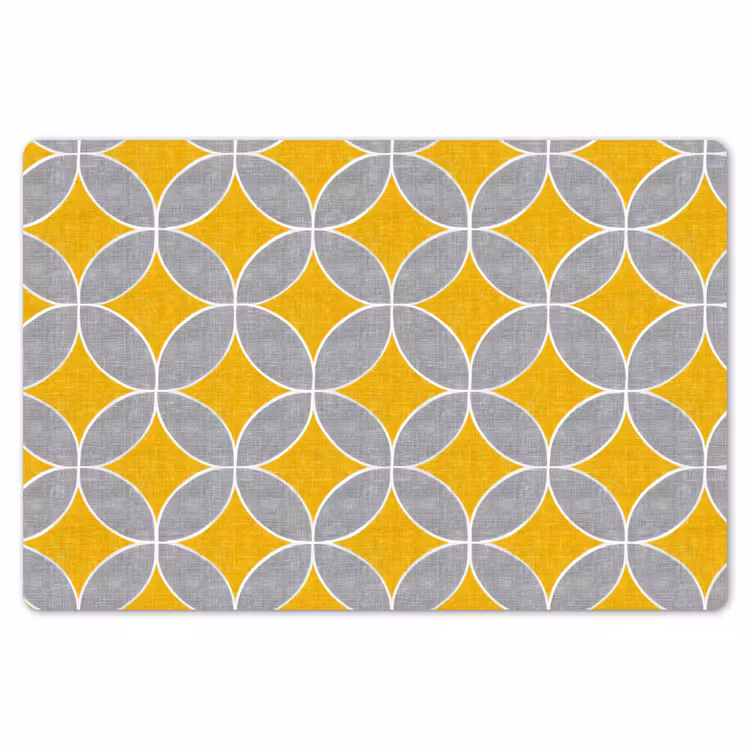 Placemat - 6 stuks - Geometrisch - Cirkels - Textuur - Grijs - Geel — 7