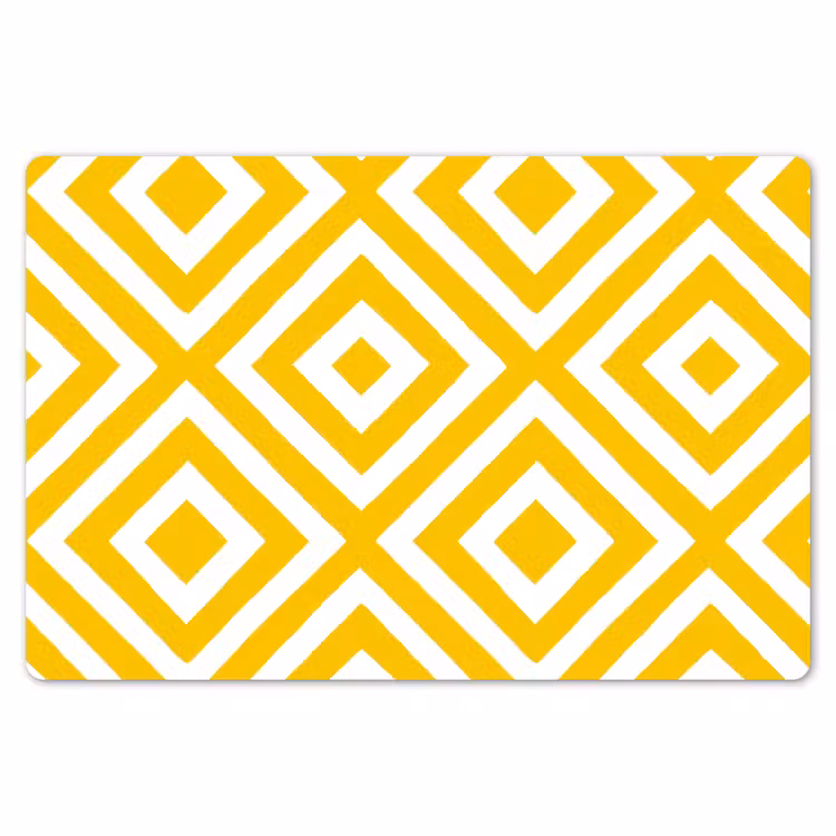 Placemat - 6 stuks - Geometrisch - Lijnen - Modern - Geel - Wit — 7