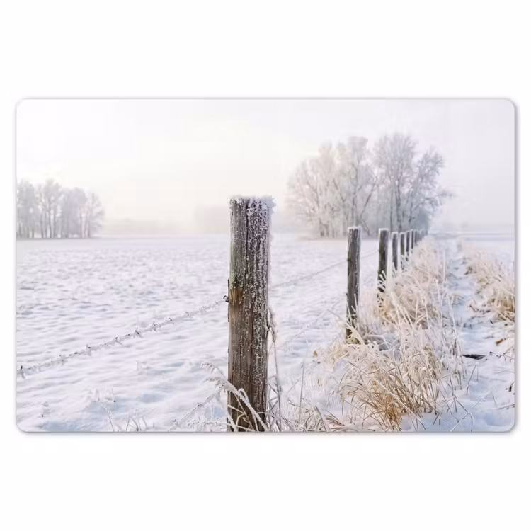 Placemat - 6 stuks - Hek - Sneeuw - Mist - Platteland - Nostalgisch — 7