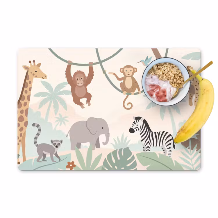 Placemat - 6 stuks - Jungle - Dieren - Groen — 1