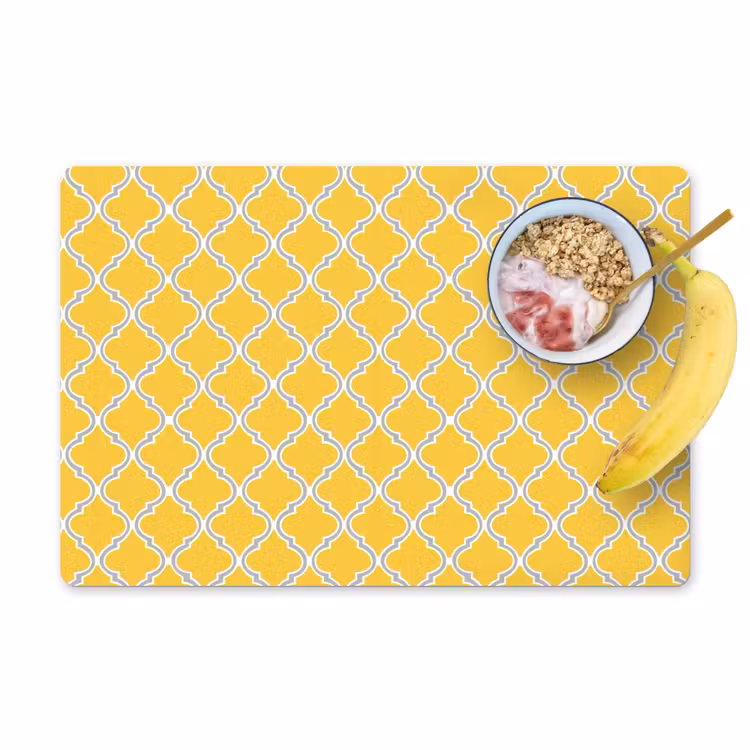 Placemat - 6 stuks - Lantaarn - Arabesk - Elegant - Geel — 1
