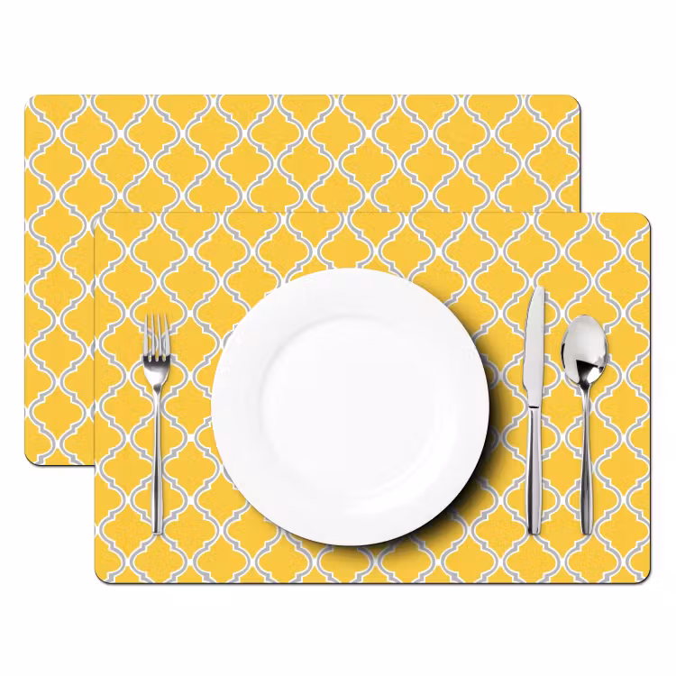 Placemat - 6 stuks - Lantaarn - Arabesk - Elegant - Geel — 2