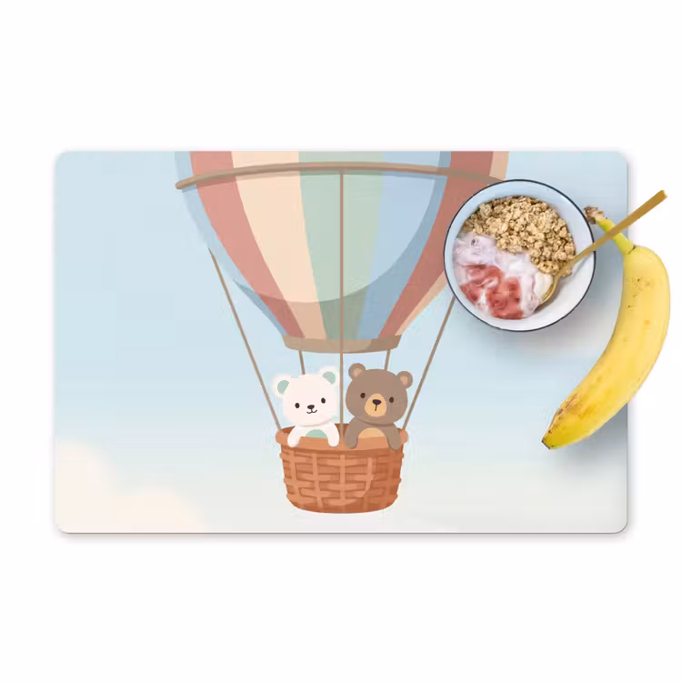 Placemat - 6 stuks - Luchtballon - Beren - Pastel — 1