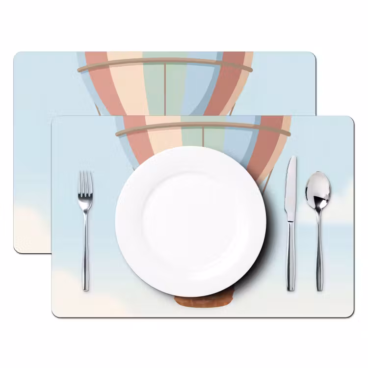 Placemat - 6 stuks - Luchtballon - Beren - Pastel — 2