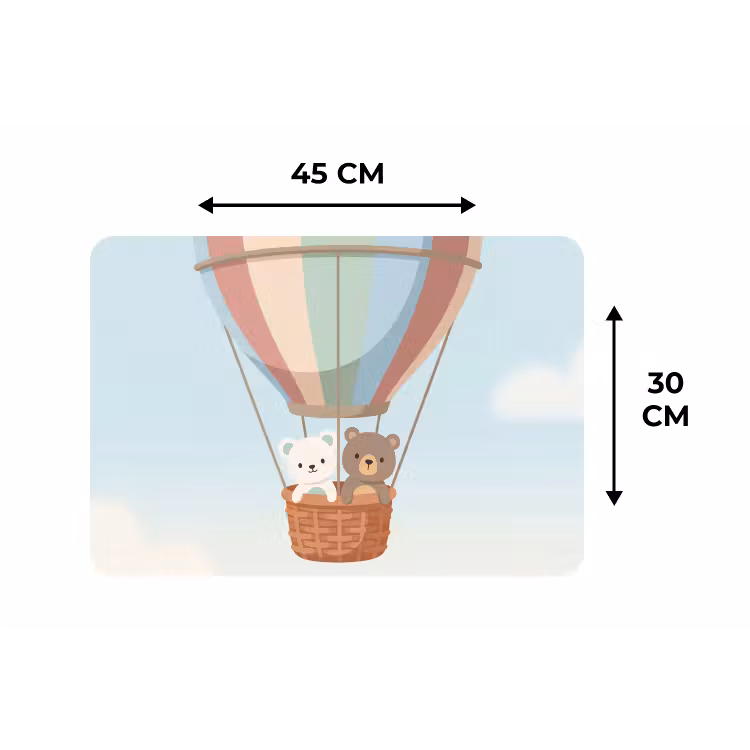 Placemat - 6 stuks - Luchtballon - Beren - Pastel — 3
