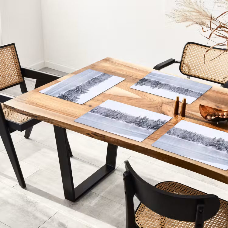 Placemat - 6 stuks - Meer - Dennen - IJs - Winter - Rustgevend — 5