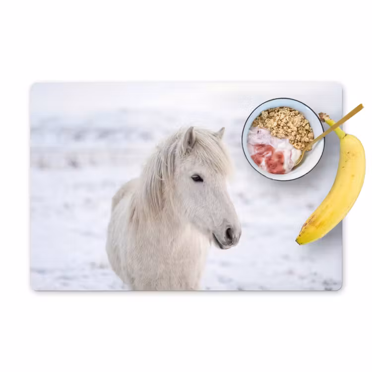 Placemat - 6 stuks - Paard - Kop - Winter - Dieren - Wit — 1