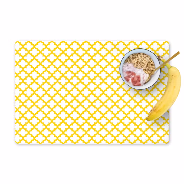 Placemat - 6 stuks - Patroon - Geometrisch - Klassiek - Geel — 1