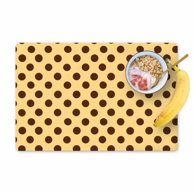 Placemat - 6 stuks - Polka Dot - Stippen - Retro - Geel - Bruin — 1
