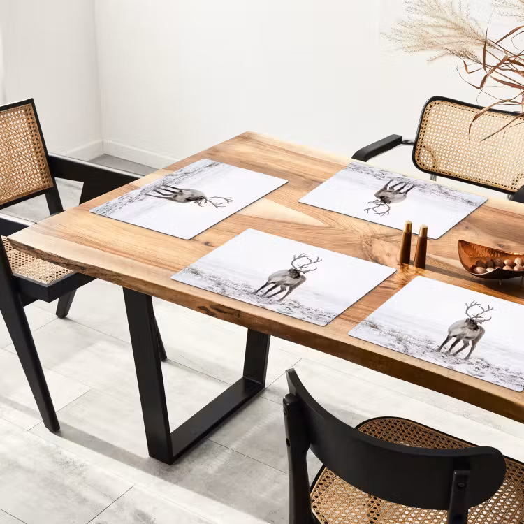 Placemat - 6 stuks - Rendier - Gewei - Sneeuw - Winter — 5