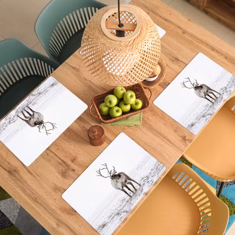 Placemat - 6 stuks - Rendier - Gewei - Sneeuw - Winter — 6