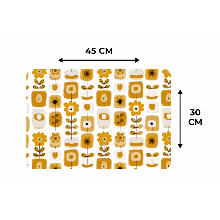 Placemat - 6 stuks - Retro - Abstract - Bloemen - Okergeel — 3