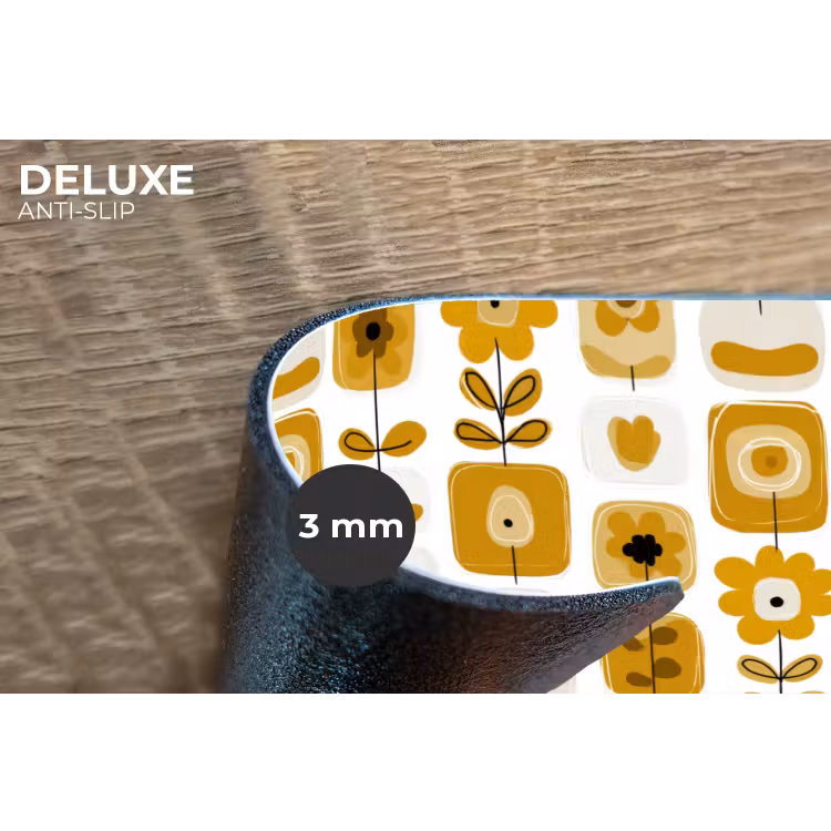 Placemat - 6 stuks - Retro - Abstract - Bloemen - Okergeel — 4