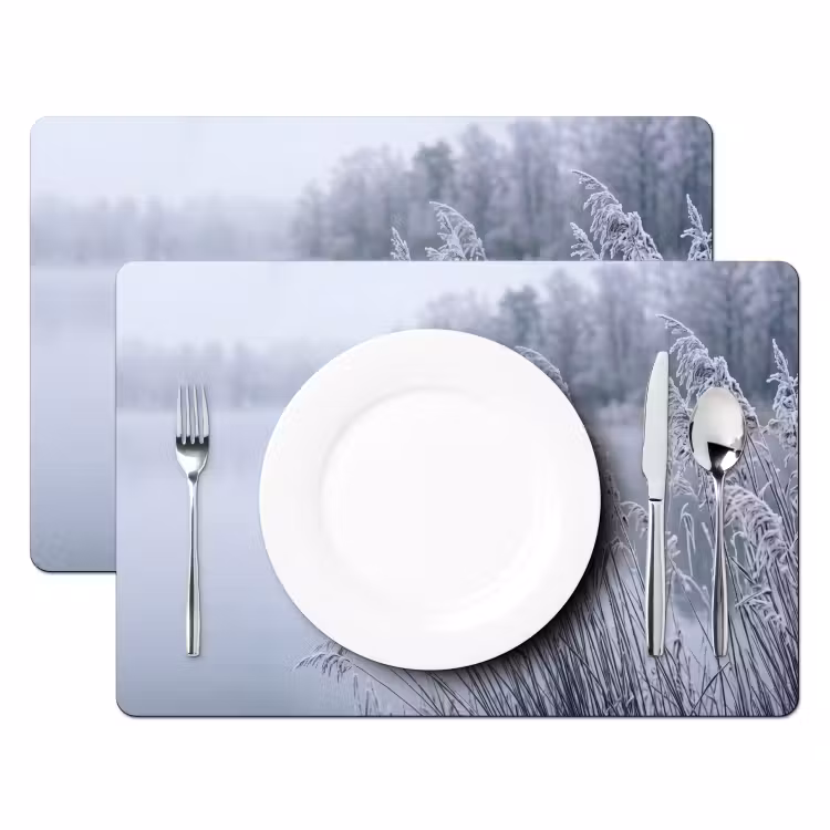 Placemat - 6 stuks - Riet - Bevroren - Winter - Natuur — 2
