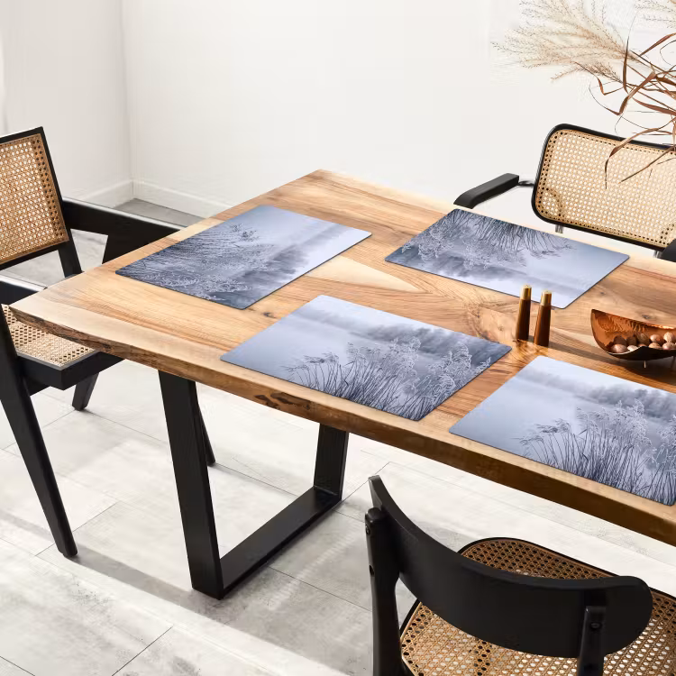 Placemat - 6 stuks - Riet - Bevroren - Winter - Natuur — 5