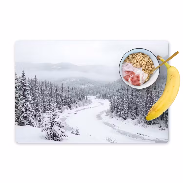 Placemat - 6 stuks - Rivier - Bevroren - Landschap - Winter — 1