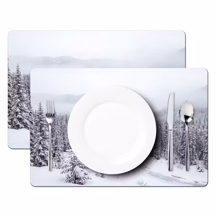 Placemat - 6 stuks - Rivier - Bevroren - Landschap - Winter — 2
