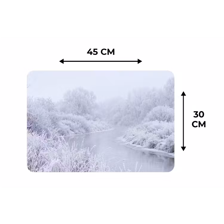 Placemat - 6 stuks - Rivier - Sneeuw - Bos - Winter - Schilderachtig — 3