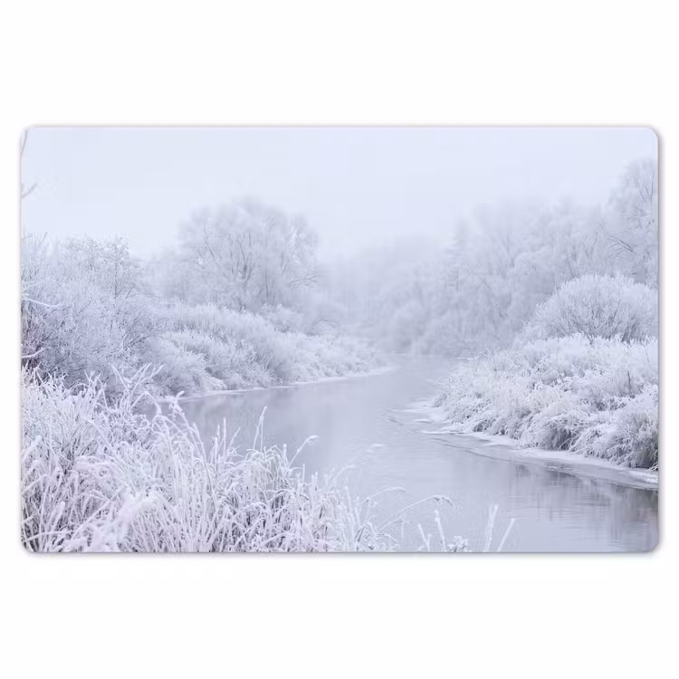 Placemat - 6 stuks - Rivier - Sneeuw - Bos - Winter - Schilderachtig — 7