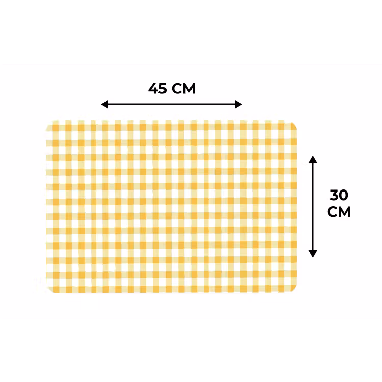 Placemat - 6 stuks - Ruit - Gingham - Klassiek - Geel en Wit — 3