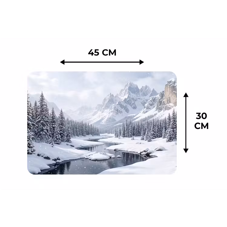 Placemat - 6 stuks - Sneeuwlandschap - Bergen - Rivier - Winter — 3