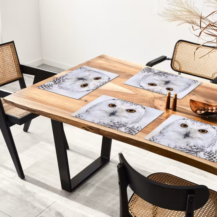 Placemat - 6 stuks - Sneeuwuil - Oog - Wildlife - Wit — 5