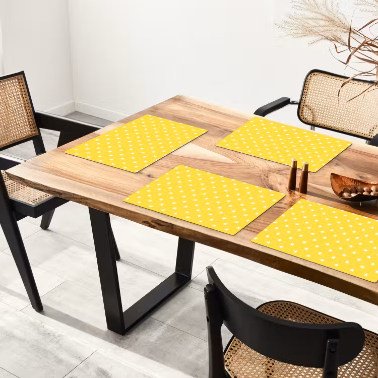 Placemat - 6 stuks - Sterren - Patroon - Minimalistisch - Geel — 5
