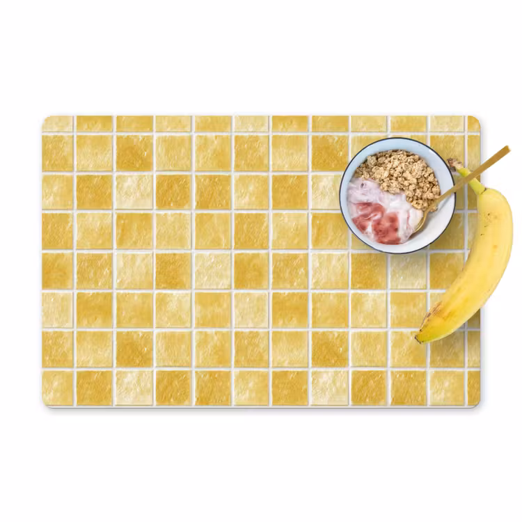 Placemat - 6 stuks - Tegels - Mozaïek - Textuur - Goudgeel — 1