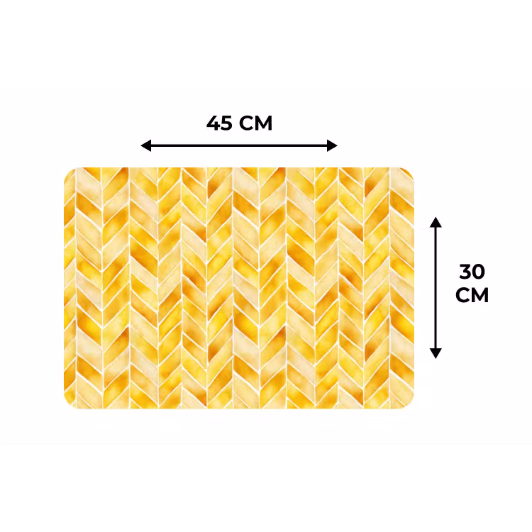 Placemat - 6 stuks - Visgraat - Aquarel - Patronen - Goudgeel — 3