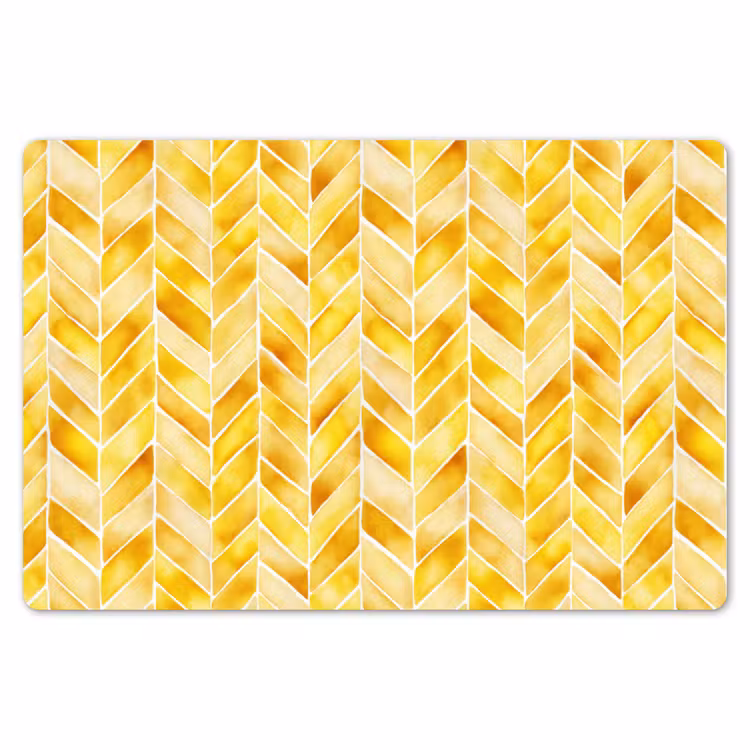 Placemat - 6 stuks - Visgraat - Aquarel - Patronen - Goudgeel — 7