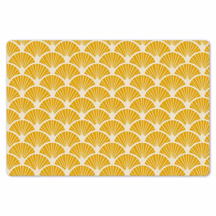 Placemat - 6 stuks - Waaiers - Art Deco - Retro - Okergeel — 7