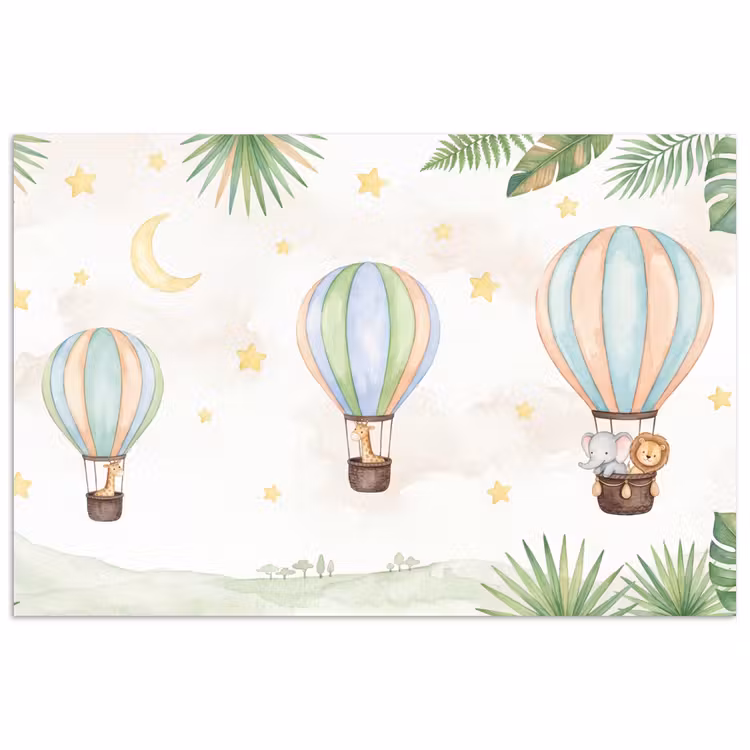 Poster - Aquarel - Luchtballonnen - Pastel — 1