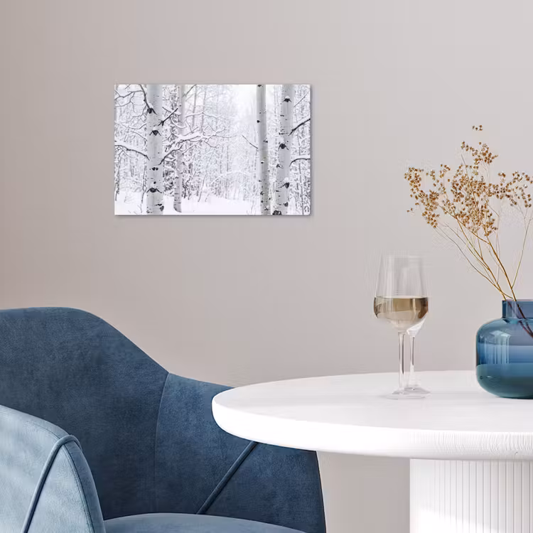 Poster - Berkenbomen - Sneeuw - Winter - Bos - Wit — 4