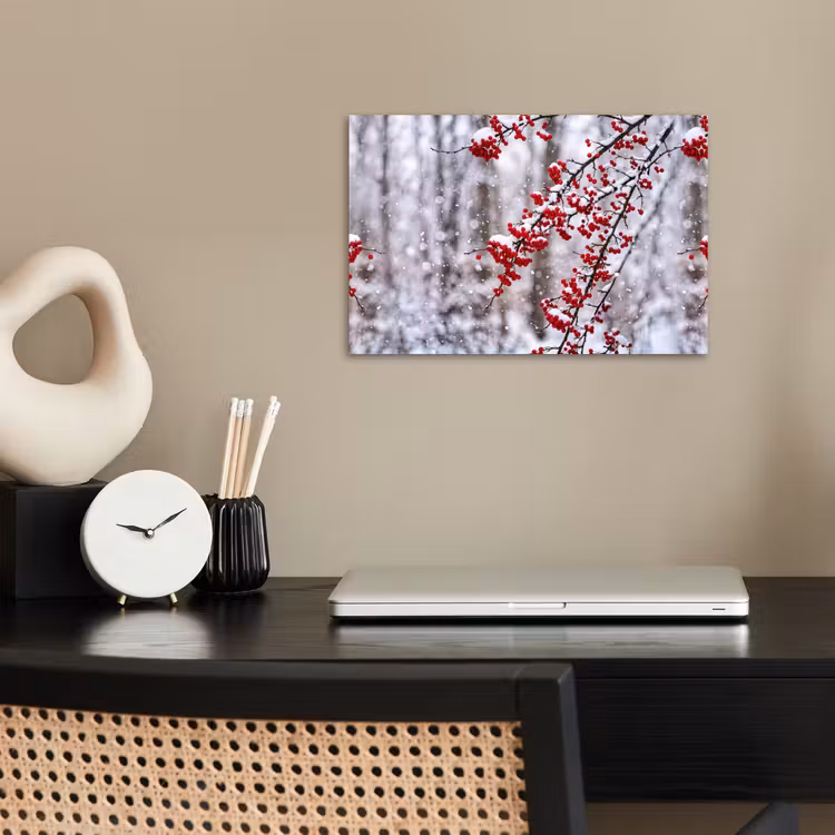 Poster - Bessen - Takken - Sneeuw - Winter - Kleurrijk — 2