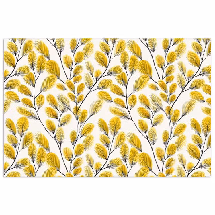 Poster - Bladeren - Botanisch - Elegant - Geel - Zwart — 1