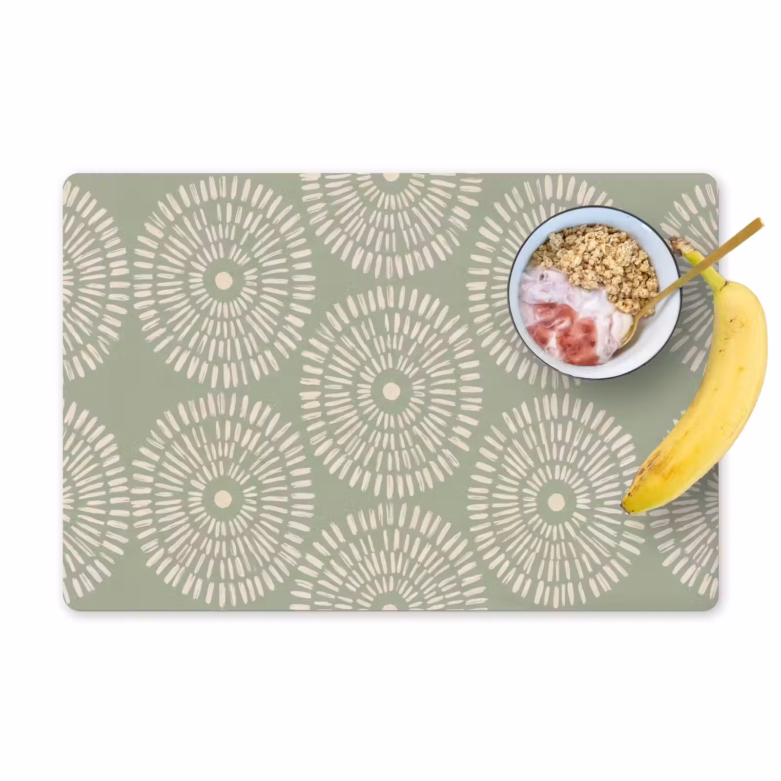 Placemat - 6 stuks - Patroon - Cirkels - Abstract - Modern - Groen — 1