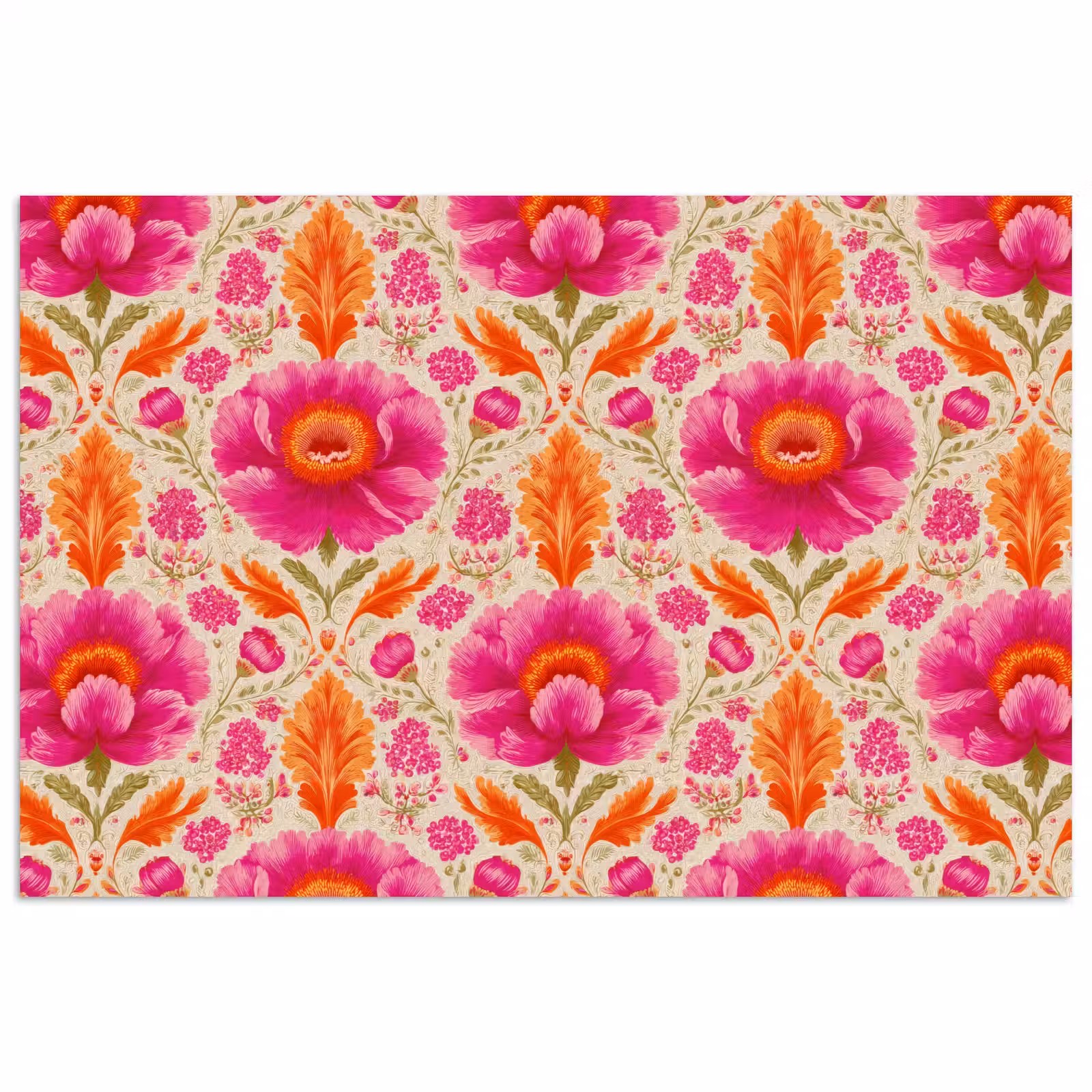 Poster - Bloemen - Barok - Roze - Oranje — 1