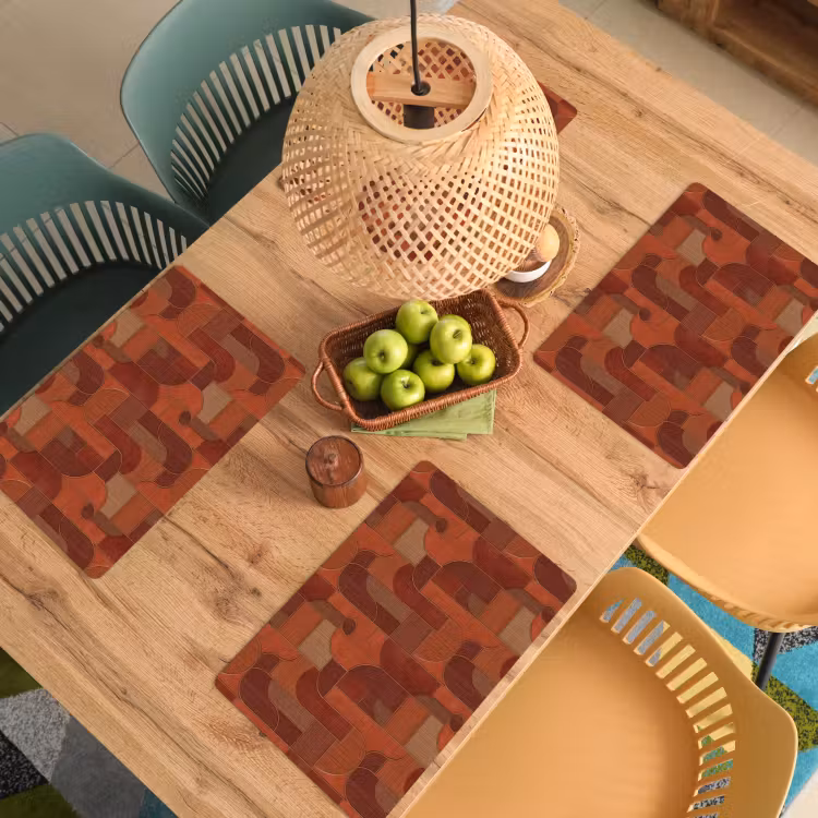 Placemat - 6 stuks - Geometrisch - Abstract - Textuur - Bruin — 6
