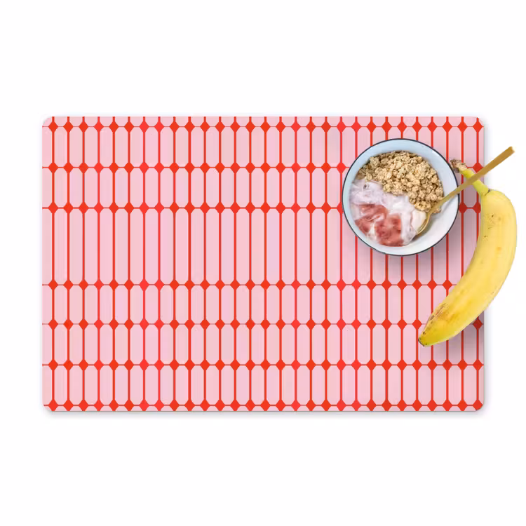 Placemat - 6 stuks - Geometrisch - Minimalistisch - Rood - Roze — 1
