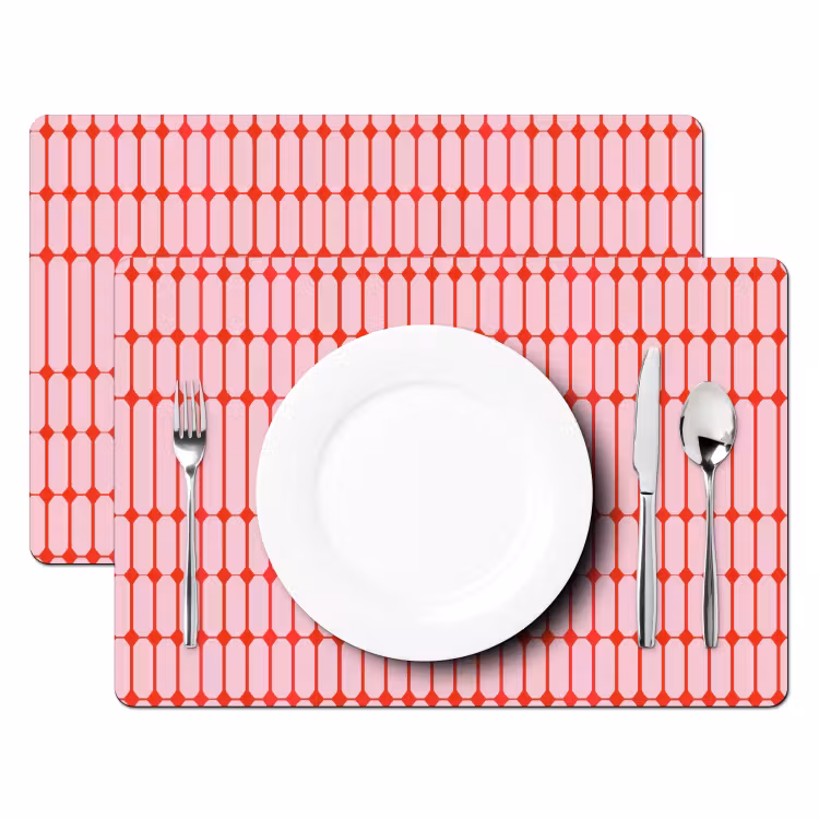 Placemat - 6 stuks - Geometrisch - Minimalistisch - Rood - Roze — 2